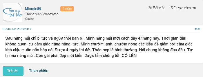 nâng mũi bị nhức